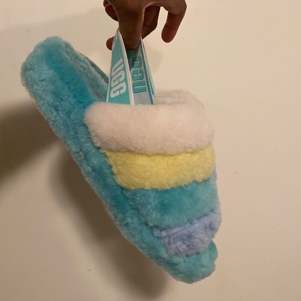 Ugg Fluff Yeah Green Fur Sheep Slides Slipper San… - image 3